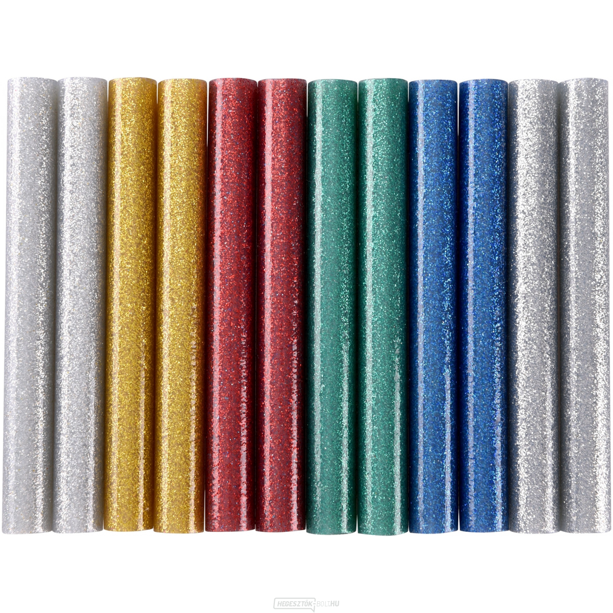 Olvasztható pálcikák, színkeverék csillámmal, ∅ 11x100mm - 12db
