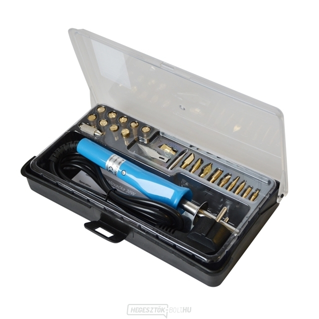 Forrasztó/égető toll 30W tartozékokkal, 20 tipp doboza Forrasztó/égető toll 30W tartozékokkal, 20 tipp doboza gallery main image