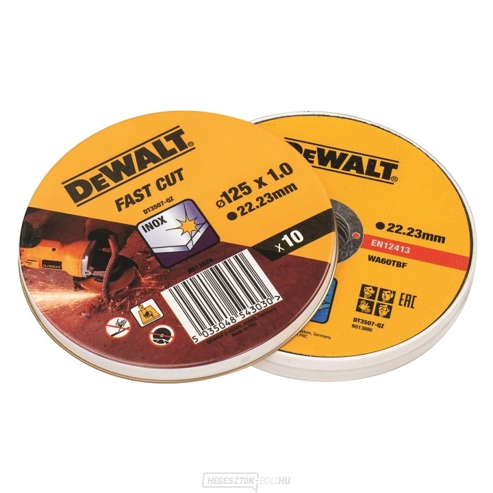 DT3507 10 darabos vágókorong-készlet 125x1,2x22,23 mm rozsdamentes acélhoz DeWALT