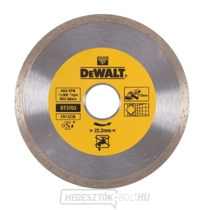 DT3703 Gyémánttárcsa szinterezett keményfémek folyamatos kerületével 115x22,2 mm, lapok száraz vágásához DeWALT