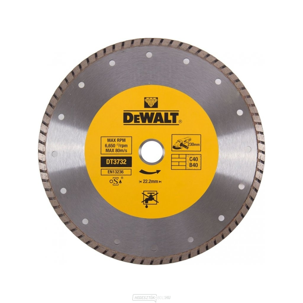 DT3732 TUBRO profi gyémánttárcsa szinterezett keményfém 230x22,2 mm beton száraz vágásához DeWALT DT3732 TUBRO profi gyémánttárcsa szinterezett keményfém 230x22,2 mm beton száraz vágásához DeWALT gallery main image