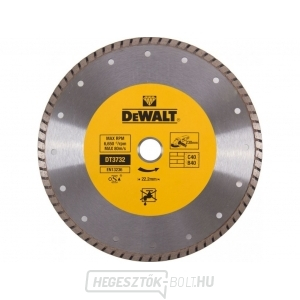 DT3732 TUBRO profi gyémánttárcsa szinterezett keményfém 230x22,2 mm beton száraz vágásához DeWALT