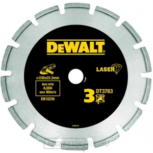 DT3763 Gyémánt lézerpenge 230x22,2 mm kemény anyagok/gránit nedves és száraz vágásához DeWALT