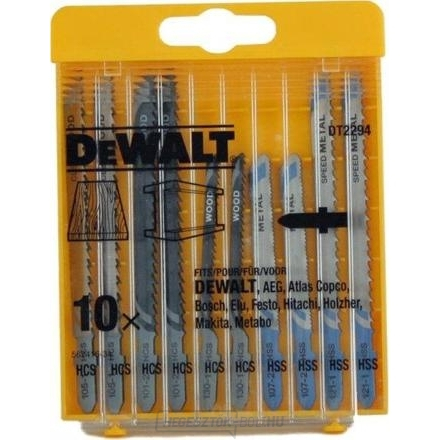 DT2294 10 darabos fűrészlapkészlet fa és fém fűrészlapok keveréke DeWALT szúrófűrészekhez