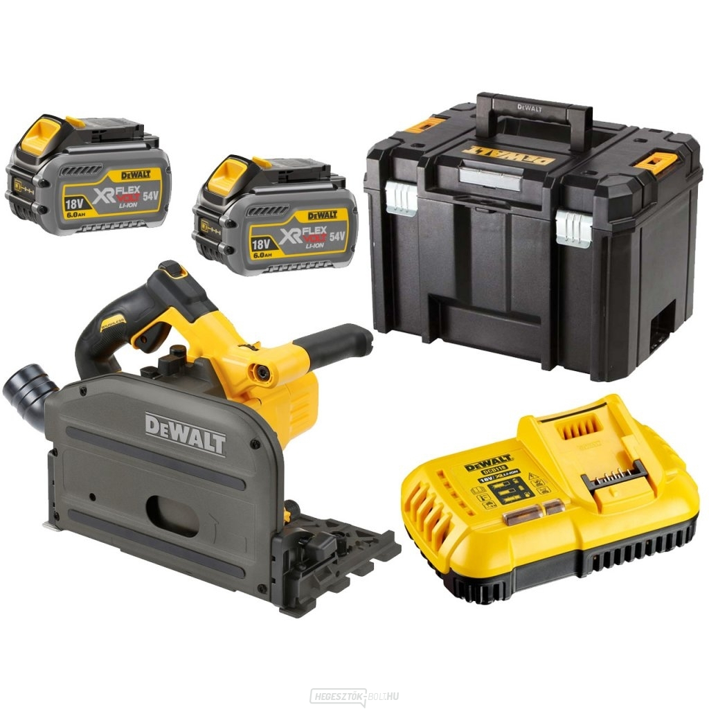 Akkus merülő körfűrész vezetősín talppal 54V, 2x 6.0Ah, tok TSTAK DEWALT DCS520T2 FLEXVOLT