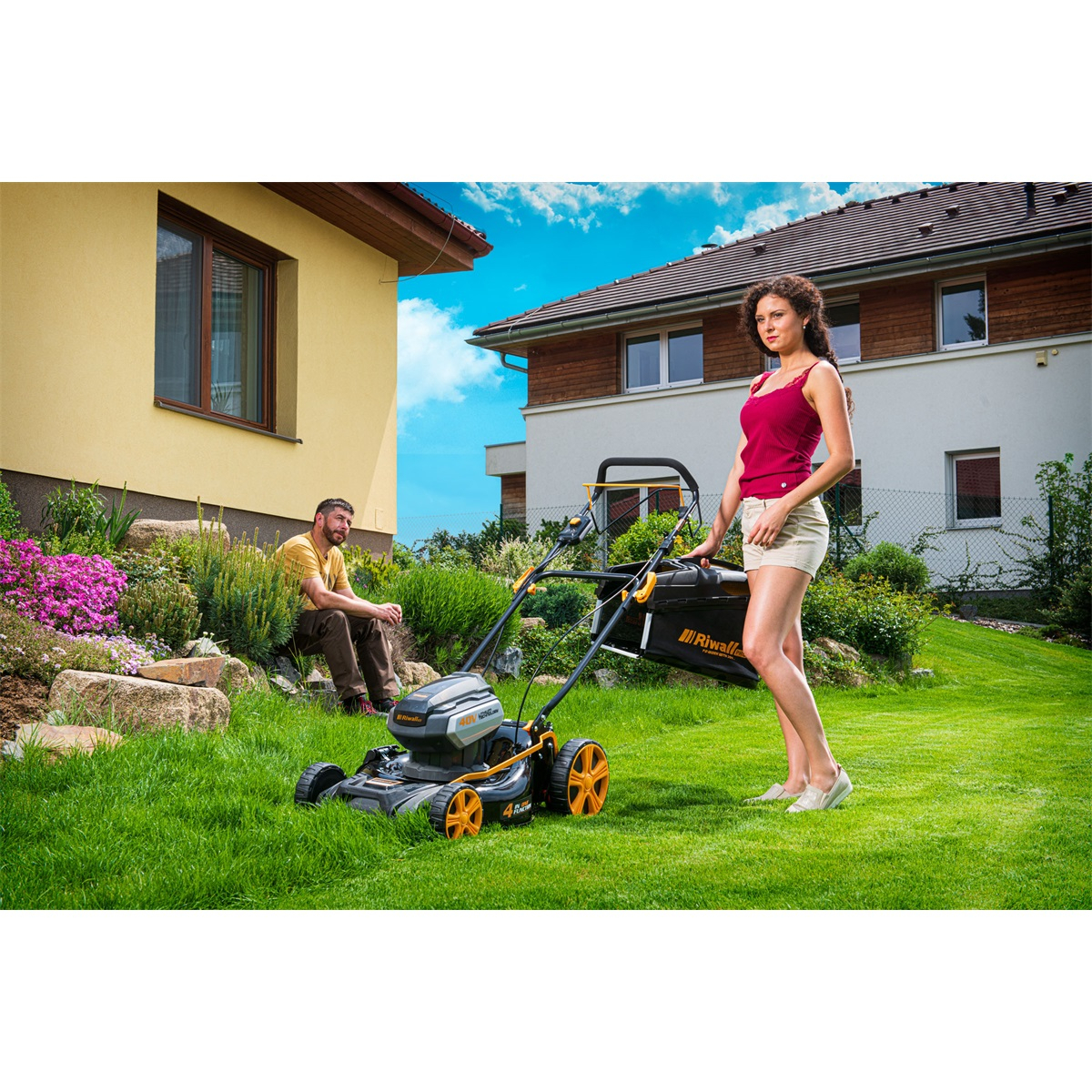 Riwall PRO RALM 4640SPi akkumulátoros 40 V-os fűnyíró 4 az 1-ben hajtással és kefe nélküli motorral Előnézet 