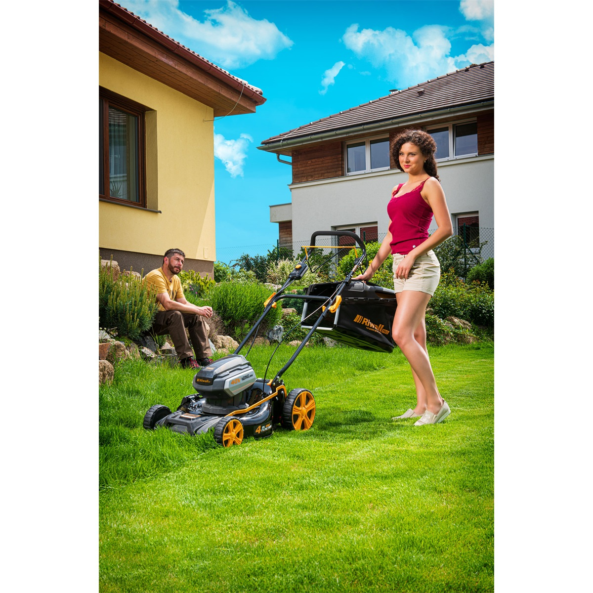 Riwall PRO RALM 4640SPi akkumulátoros 40 V-os fűnyíró 4 az 1-ben hajtással és kefe nélküli motorral Előnézet 