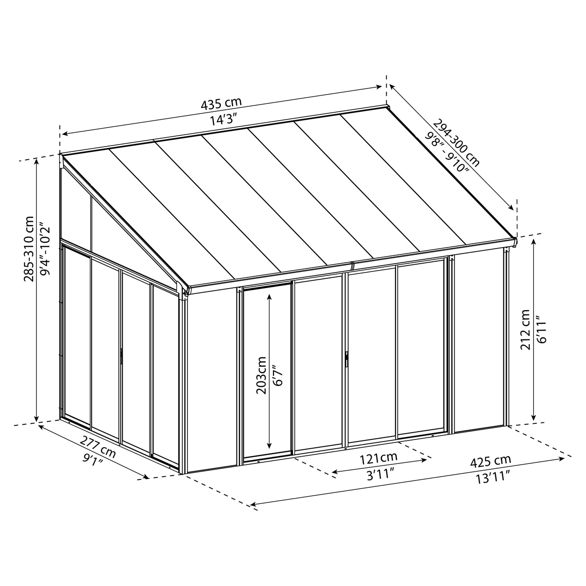 Télikert Palram Torino 3 x 4,25m szürke Előnézet 