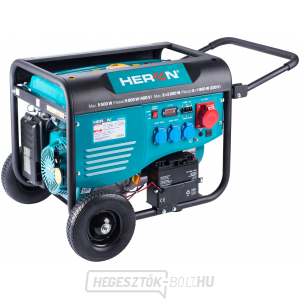 Benzinmotoros generátor HERON 13HP/6,0kW (400V), 2x2,2kW (230V), elektromos indítással, alvázzal