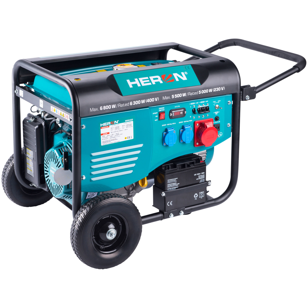 Elektromos erőmű Heron 15HP/6,8kW (400V), 5,5kW (230V), elektromos indítás, alvázzal