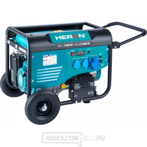 HERON 7,0kW/15HP benzinmotoros erőmű, hegesztéshez, elektromos indítás, futómű
