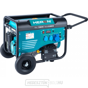 HERON 7,0kW/15HP benzinmotoros erőmű, hegesztéshez, elektromos indítás, futómű HERON 7,0kW/15HP benzinmotoros erőmű, hegesztéshez, elektromos indítás, futómű gallery main image