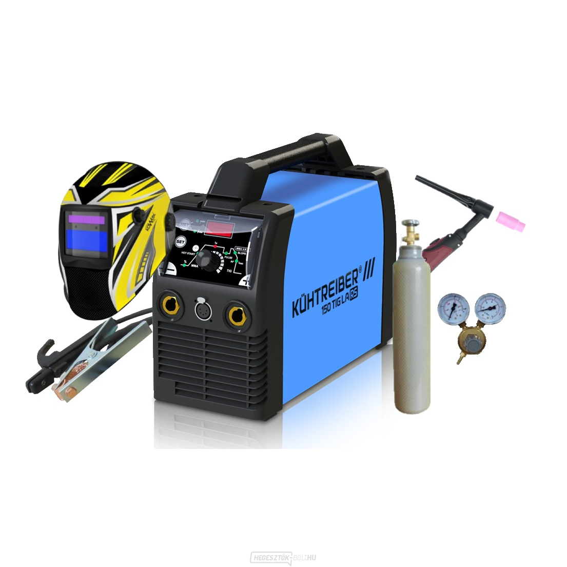 Kürtőgép KITin 150 TIG LA RS + kábelek 25/3m + sisak + TIG pisztoly + szelep + teli ARGON palack