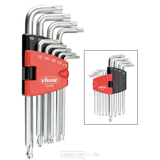 Görbe TORX csavarkulcs készlet gömbfejjel VIGOR V4708 Görbe TORX csavarkulcs készlet gömbfejjel VIGOR V4708 gallery main image