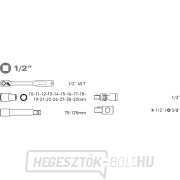 Csatlakozóaljzat, 21 darabos készlet, CrV, 1/2