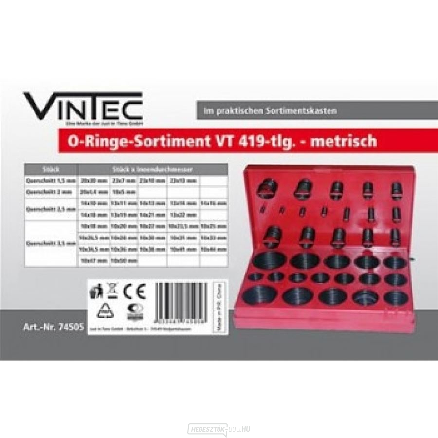 O-gyűrű készlet VT, 419 darabos