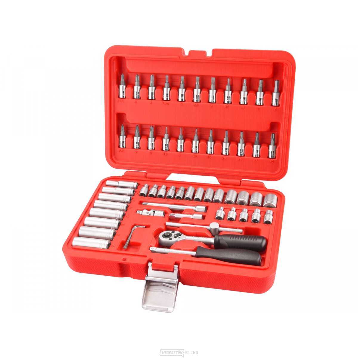 57 db-os dugókulcsok, CrV, 1/4"-os készlet, 1/4"