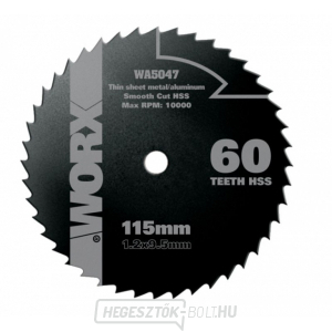 WA5047 - Fa/fém lap 115 x 9,5 a WU427, Worxsaw XL fűrészgépekhez