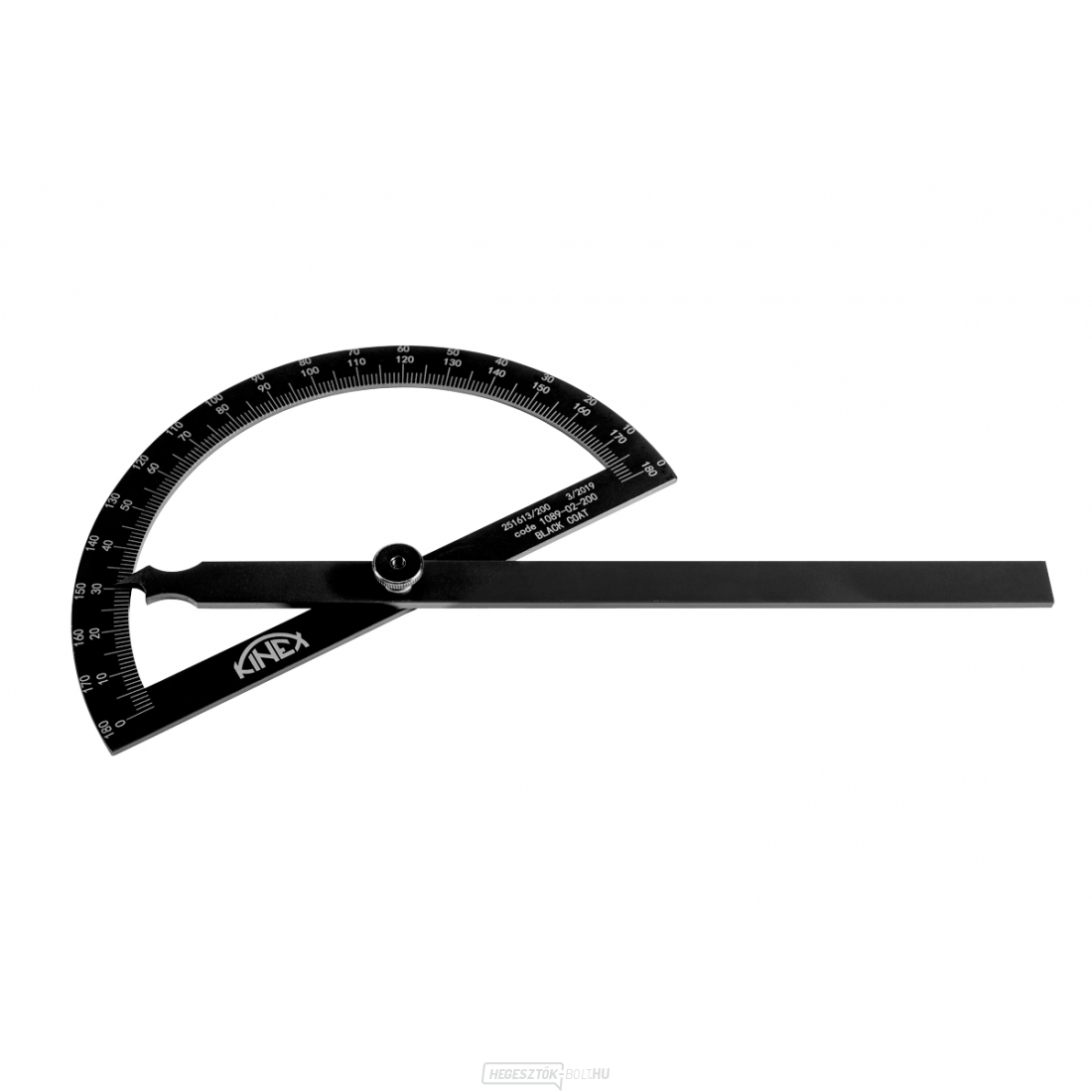 Ívszögmérő KINEX BLACK COAT 180°, 120x200 mm