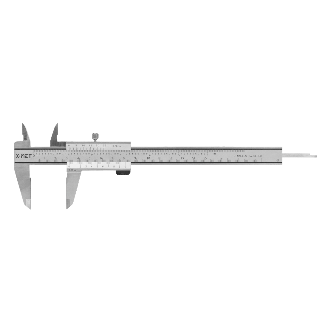 Féknyereg mélységmérővel KINEX 150 mm, 0,02 mm, rögzítőcsavar, párhuzamos vezető, monoblokk, CSÚCS MINŐSÉG, DIN 862