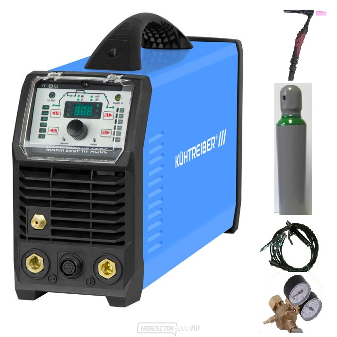 Hegesztő inverter MAKin 200 P HF AC/DC + kábelek + TIG pisztoly + szelep + teli ARGON 8L palack