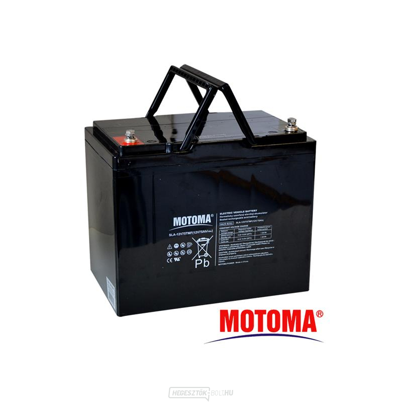 12V-os ólomakkumulátor 75Ah MOTOMA elektromos motorok számára