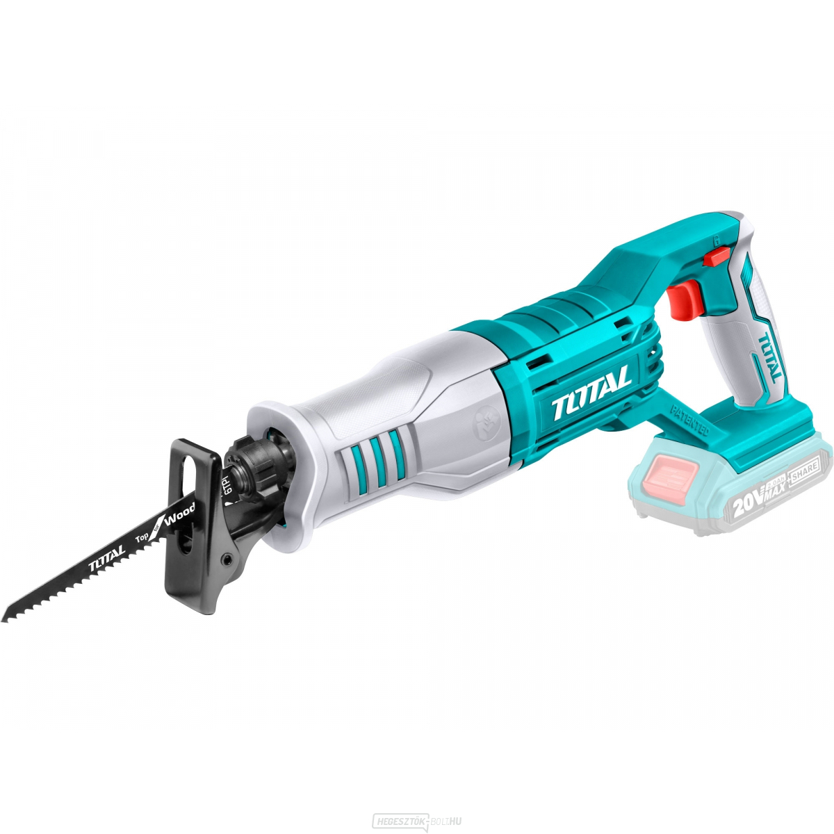 Farokfűrész, 20V Li-ion, 2000mAh, 2db fűrészlap, akkumulátor és töltő nélkül