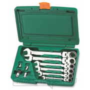 Ratcsos kulcskészlet csuklóval és adapterekkel, 8-19 mm - JONNESWAY W66110S gallery main image