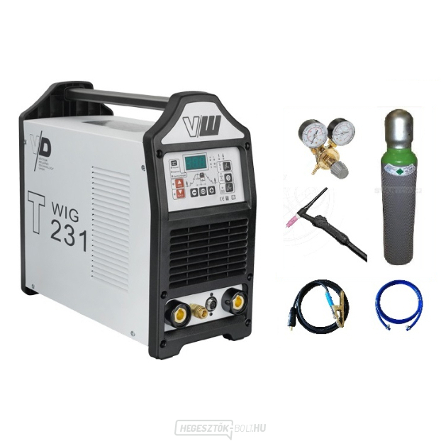 VECTOR DIGITAL T231 TIG + hegesztőkábelek + TIG pisztoly + szelep + teli argonpalack