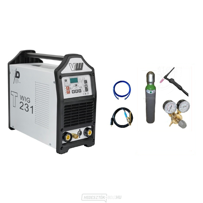 VECTOR DIGITAL V241 ACDC + hegesztőkábelek + TIG pisztoly potenciométerrel + szelep + teli argonpalack