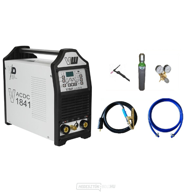 VECTOR DIGITAL V1841 ACDC + hegesztőkábelek + TIG pisztoly potenciométerrel + szelep + argonpalack