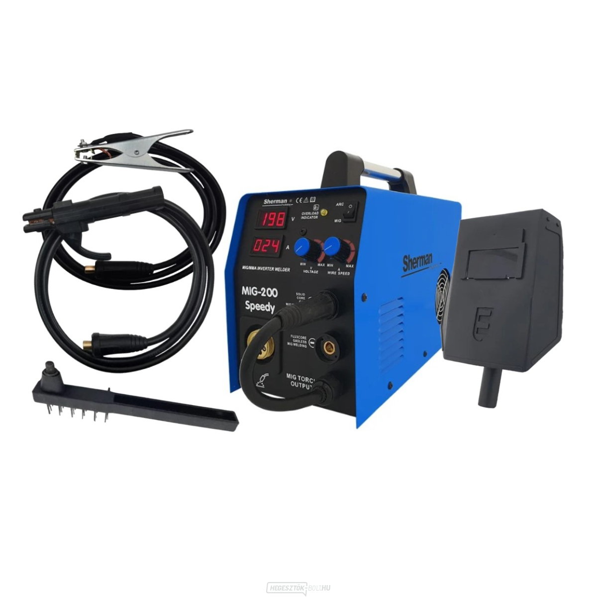 Sherman MIG 200 Speedy + pisztoly + kábelek + hegesztőpajzs + kefe