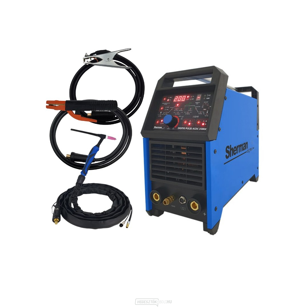 Sherman hegesztő inverter DIGITIG 200GD AC/DC impulzus + pisztoly + kábelek