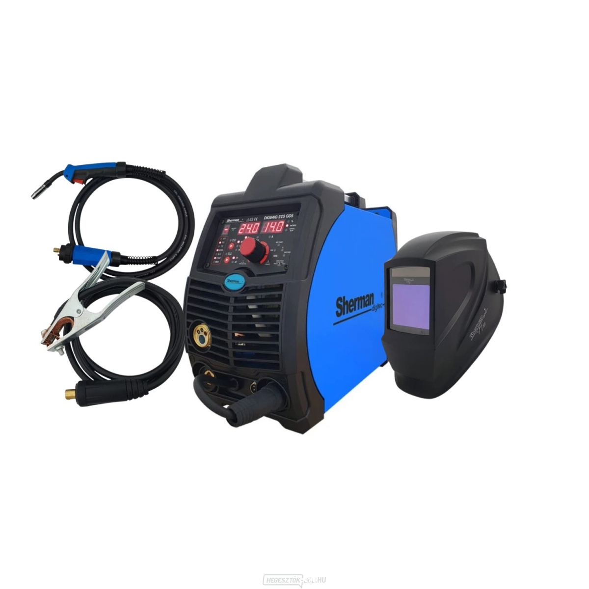 Sherman inverteres hegesztő DIGIMIG 225GDS + zseblámpa + földkábelek + motorháztető