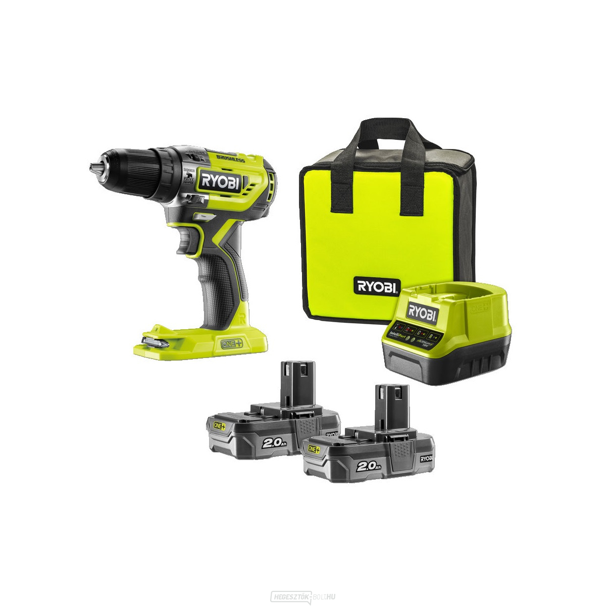 Ryobi R18PD5-220S akkumulátoros 18 V-os ütvefúró 2x 2Ah akkumulátor töltő EGY 