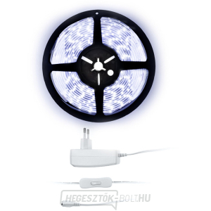 Solight LED fényszalag teszterrel, 5m, 12V-os adapterrel, 4,8W/m, IP20, hideg fehér gallery main image