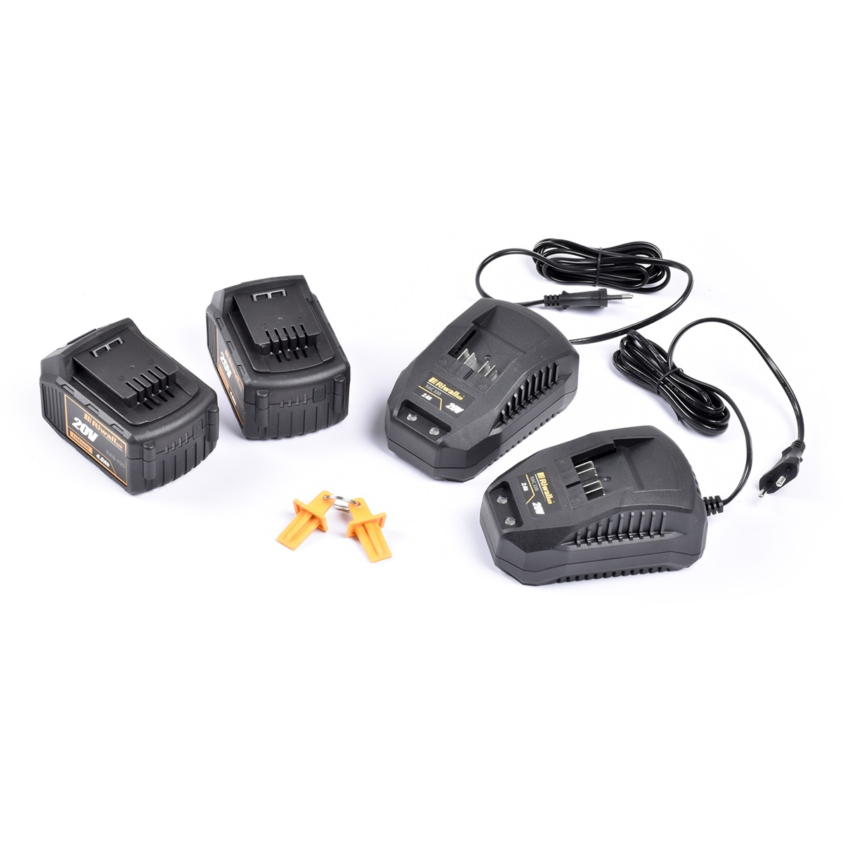 Riwall PRO RALM 3820 akkumulátoros fűnyíró szett utazás nélkül 2x 4Ah akkumulátor 2x 20 V-os töltő 2x 4Ah akkumulátor 2x 20 V-os töltő Előnézet 