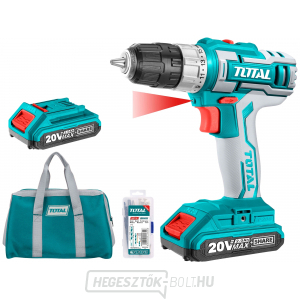 Akkus fúrócsavarhúzó, 20V Li-ion (2x), 2000mAh, táskában, 47 darabos készletben gallery main image