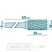 Keményfém maró, hengeres, egyenes fogazású, átmérő 10x20mm/szár 6mm, sec medium (dupla vágás) Előnézet 