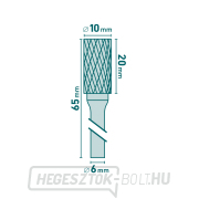 Keményfém maró, hengeres, egyenes fogazású, átmérő 10x20mm/szár 6mm, sec medium (dupla vágás) Előnézet 