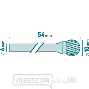 Keményfém maró, gömb alakú, átmérő 10mm/szár 6mm, sec medium (dupla vágás) Előnézet 