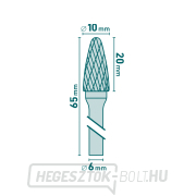 Keményfém maró, kerek ívű, átmérő 10x20mm/szár 6mm, közepes szelvény (dupla vágás) Előnézet 