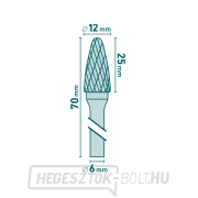 Keményfém maró, kerek ívű, átmérő 12x25mm/szár 6mm, közepes szelvény (dupla vágás) Előnézet 