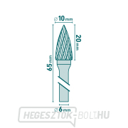 Keményfém maró, éles ívű, átmérő 10x20mm/szár 6mm, közepes szelvény (dupla vágás) Előnézet 