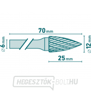 Keményfém maró, éles ívű, átmérő 12x25mm/szár 6mm, közepes szelvény (dupla vágás) Előnézet 