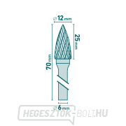 Keményfém maró, éles ívű, átmérő 12x25mm/szár 6mm, közepes szelvény (dupla vágás) Előnézet 