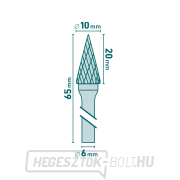 Keményfém maró, kúpos tű, átmérő 10x20mm/szár 6mm, közepes szelvény (dupla vágás) Előnézet 