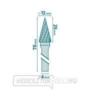 Keményfém maró, kúpos tű, 12x25mm átmérő/ 6mm szár, közepes szelvény (dupla vágás) Előnézet 