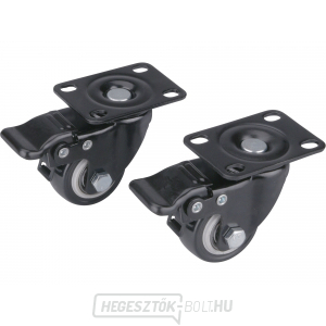 Forgatható görgők, PVC karikával és fékkel, 2 darabos készlet, átmérő 40mm Forgatható görgők, PVC karikával és fékkel, 2 darabos készlet, átmérő 40mm gallery main image