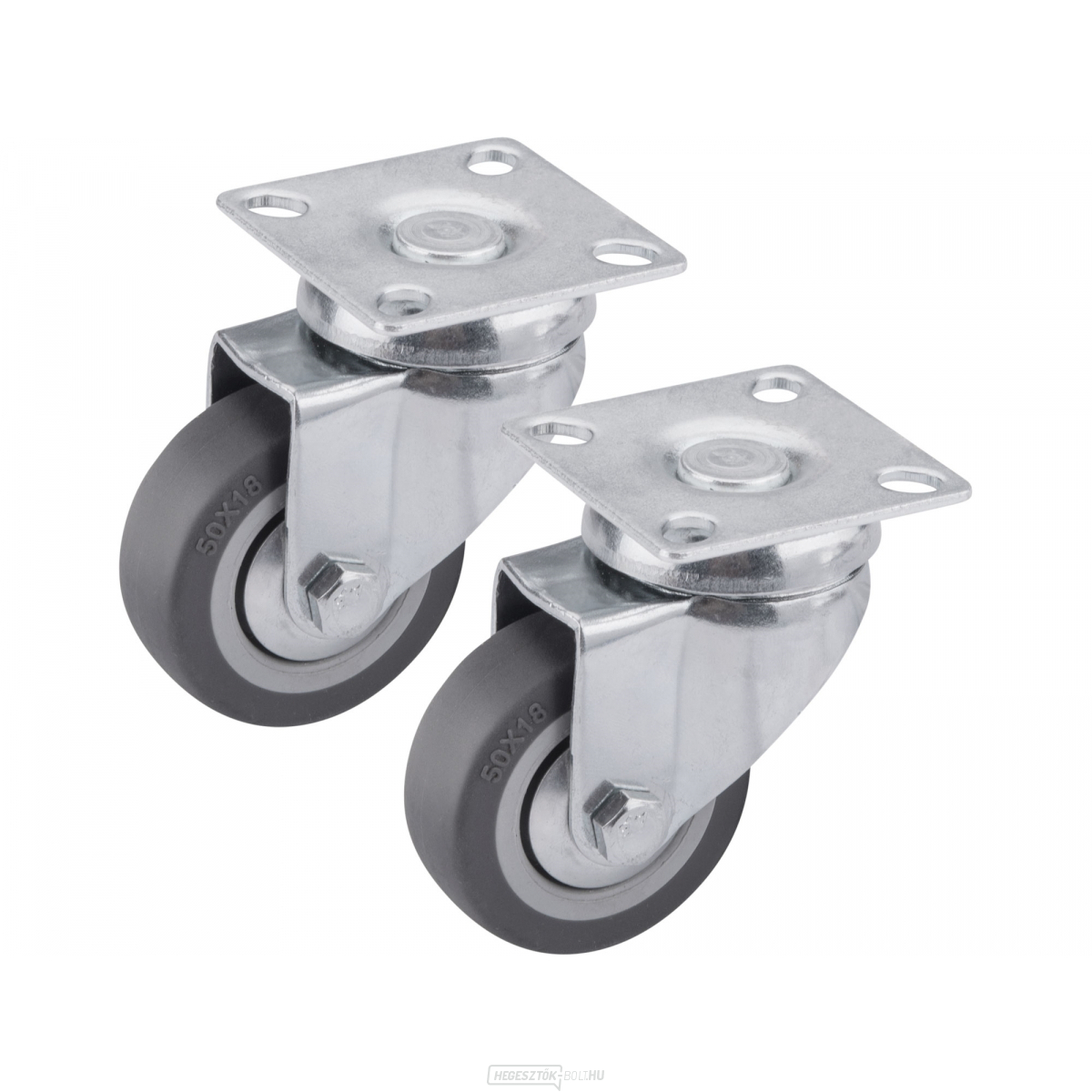 Forgókerék szürke gumikerékkel, 2 darabos készlet, átmérő 50mm